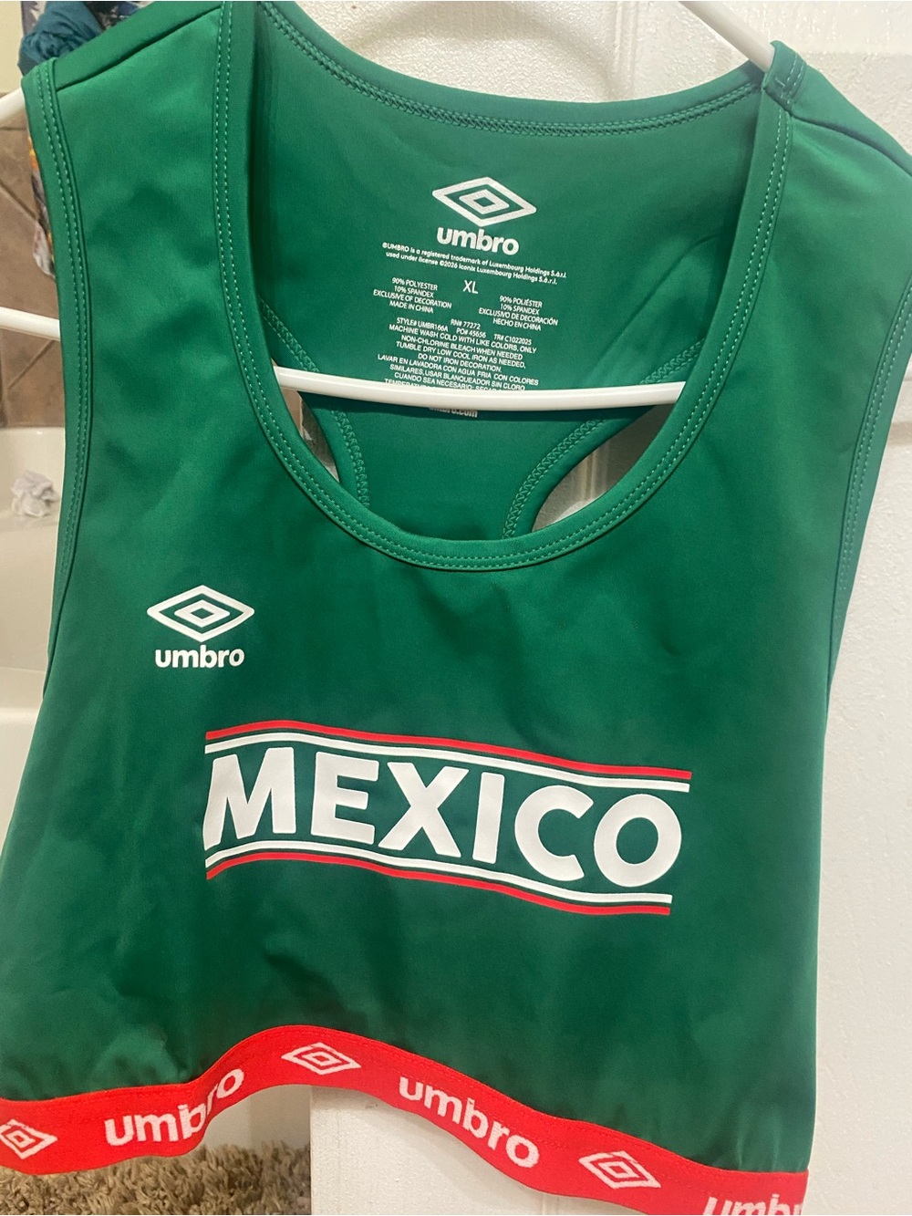 Umbro Green Mexico Sports Tank Top with Red & White Accents